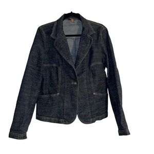 Rafaella Jean Jacket Blazer One Button Closure Size 14